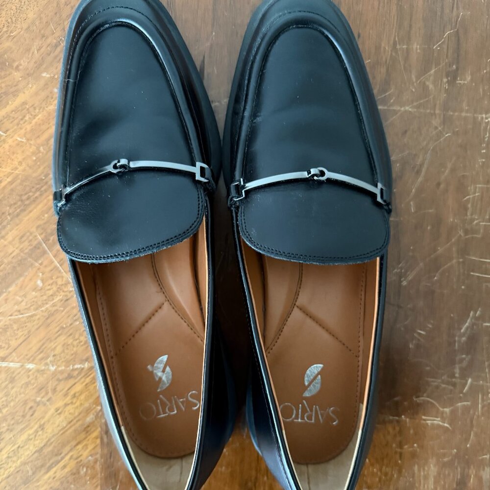 Sarto "Eda" leather loafers, black, womens 8.5M